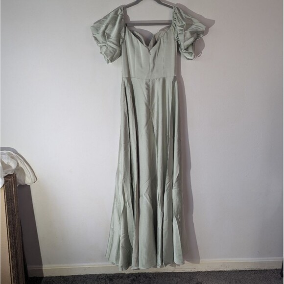 AW. Bridal Sage Green Dey Maxi Bridesmaid Dress Size 4 - Picture 7 of 11